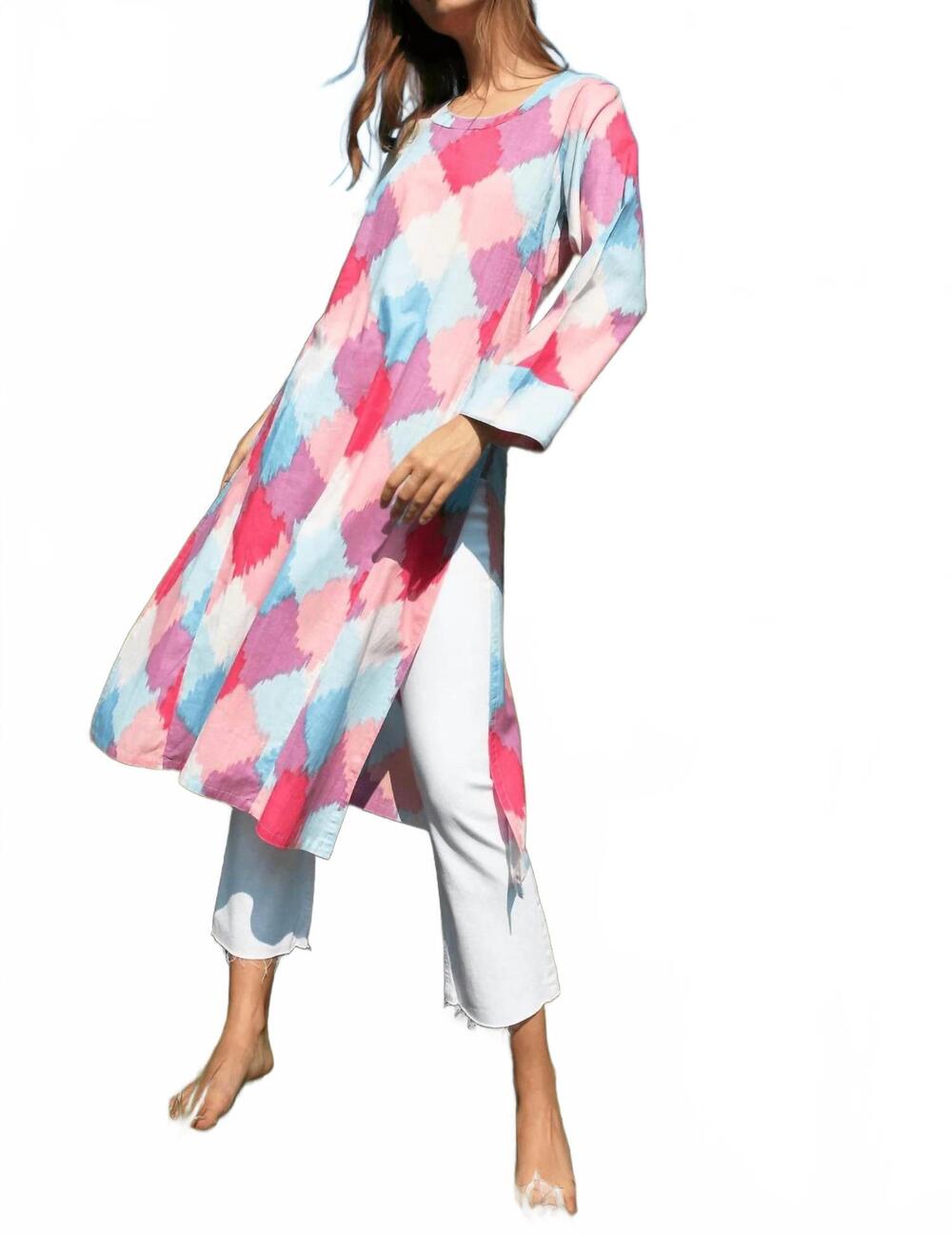 NEW GUADALUPE DESIGN women's grace short kaftan dress in pink